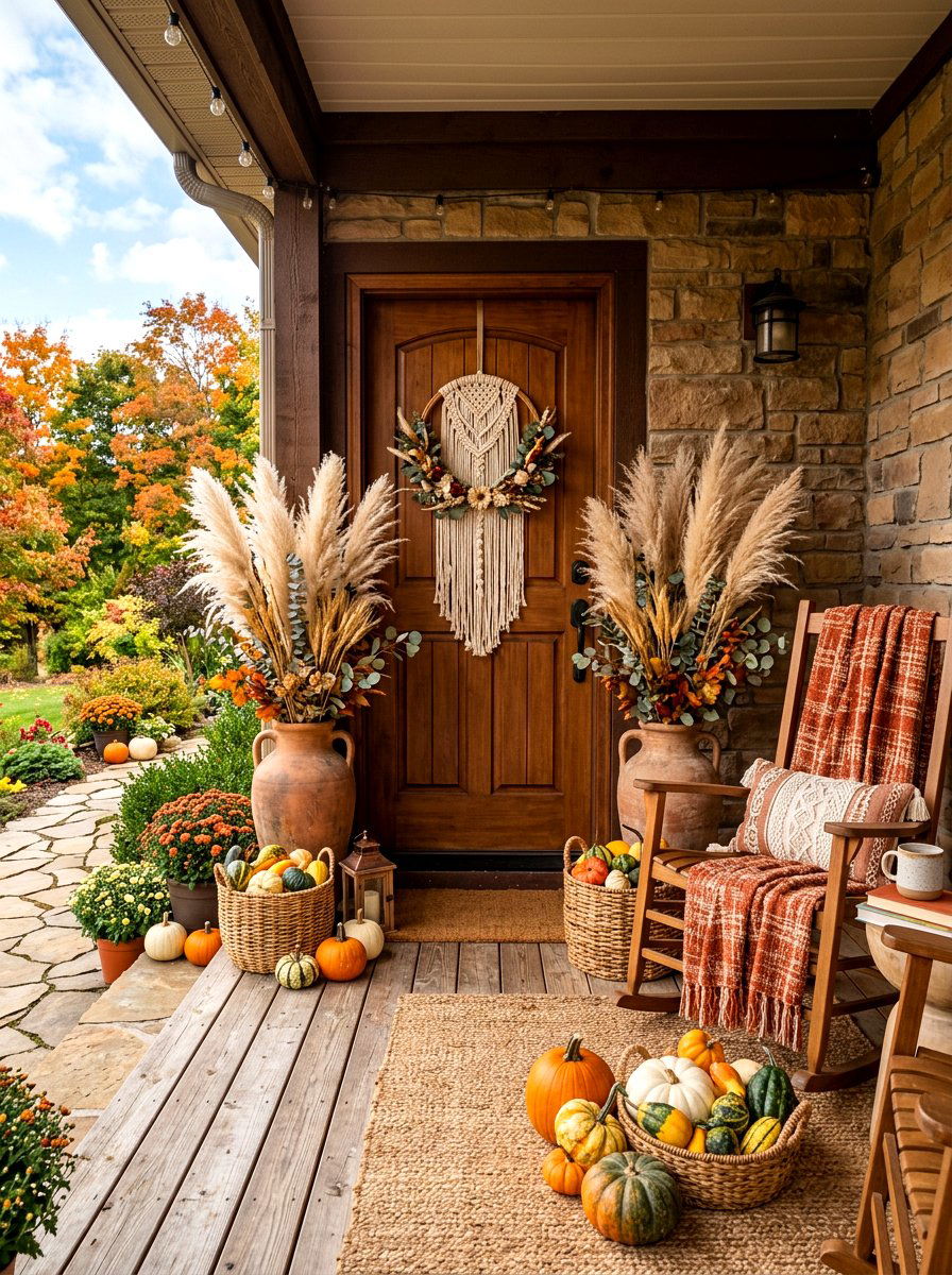 Boho Fall Front Porch - 30 fall front porch ideas