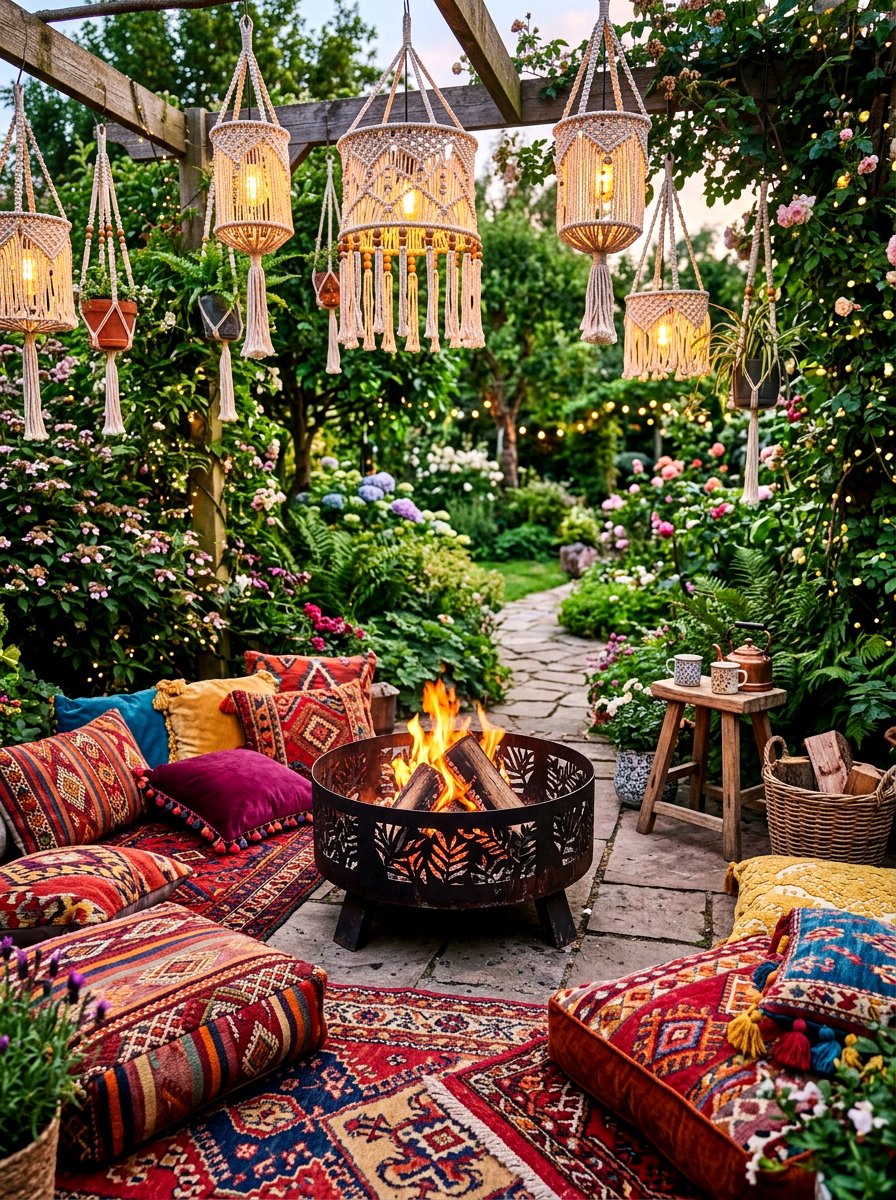 Boho Fire Pit - 30 backyard fire pit ideas