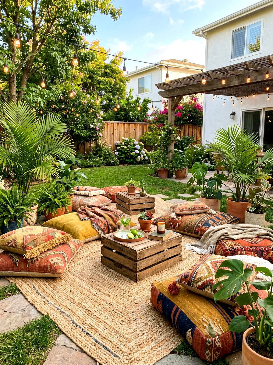 Boho Floor Cushion - 30 garden seating ideas