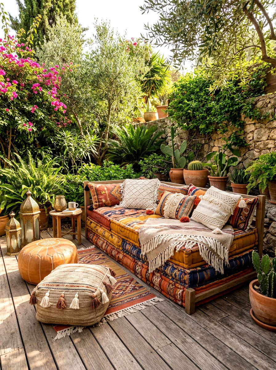 Boho Floor Daybed - 30 porch daybed ideas