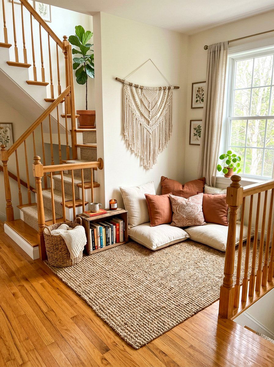 Boho Floor Nook - 30 landing reading nook ideas