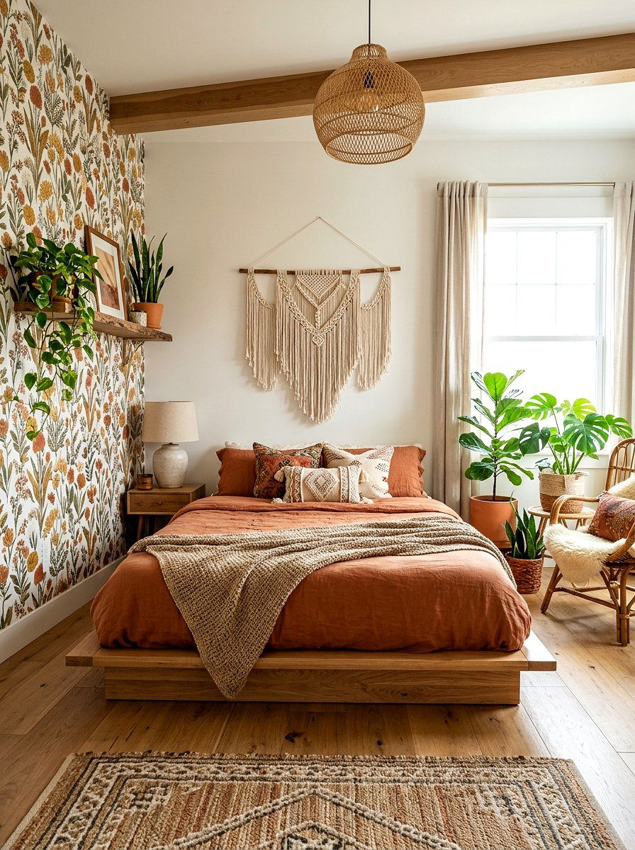 Boho Floral Wallpaper - 30 floral wallpaper bedroom ideas