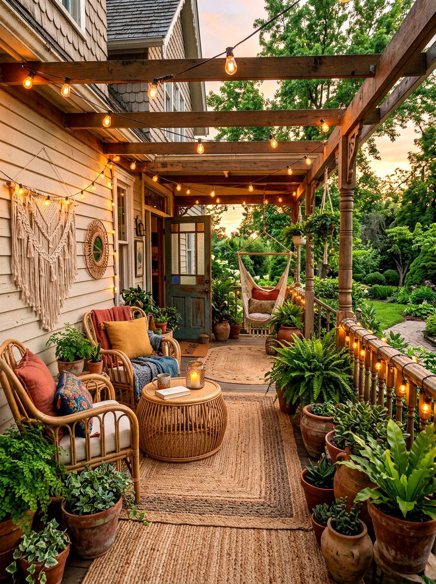 Boho Front Porch - 30 front patio ideas
