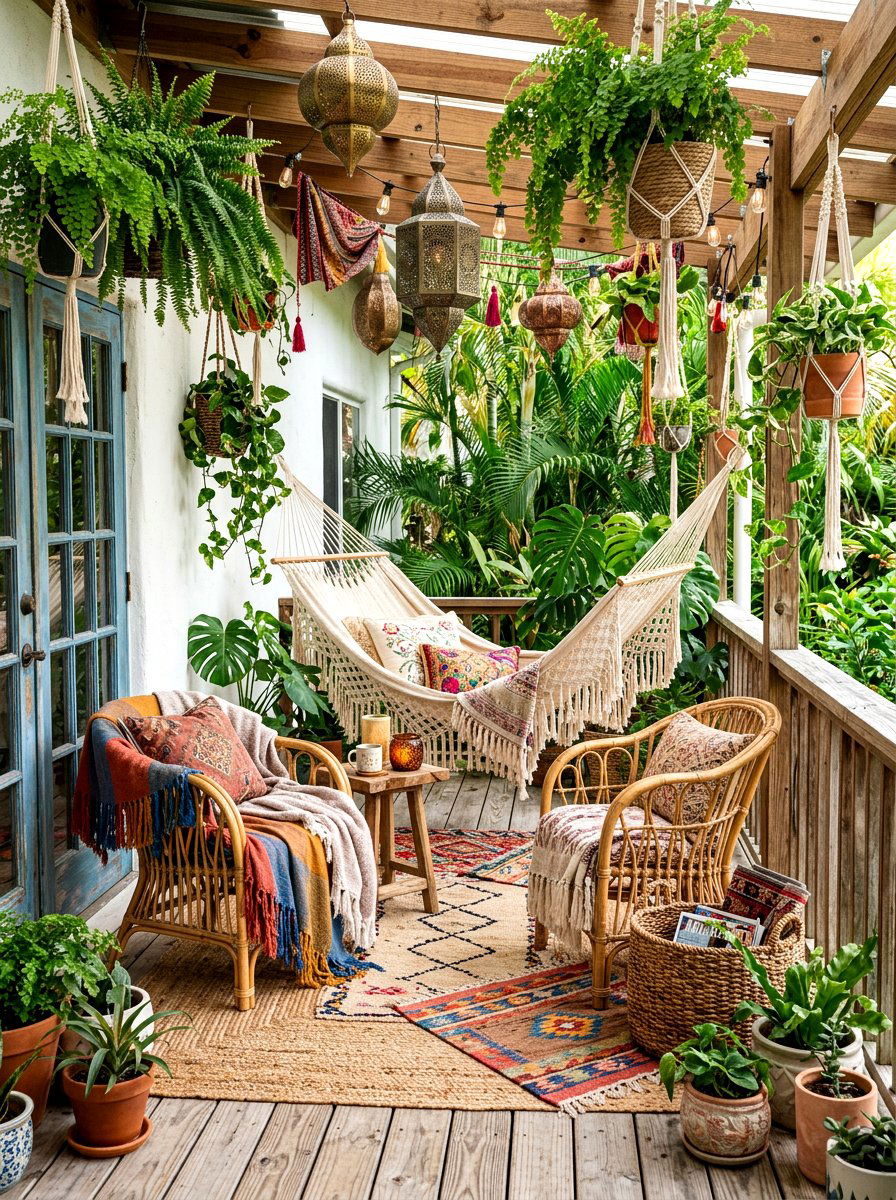 Boho Front Porch Style - 30 charming front porch ideas aesthetic