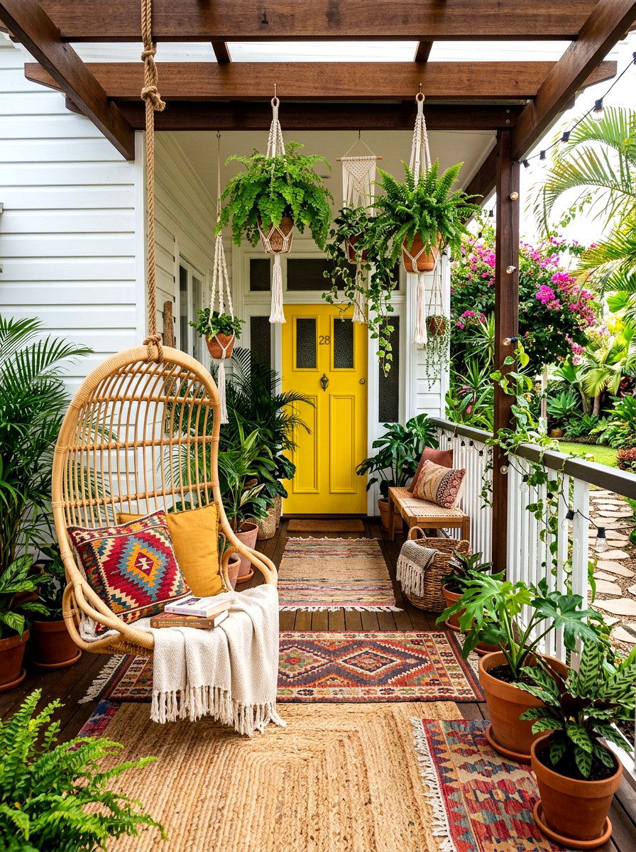 Boho Front Porch - 30 curb appeal front porch ideas