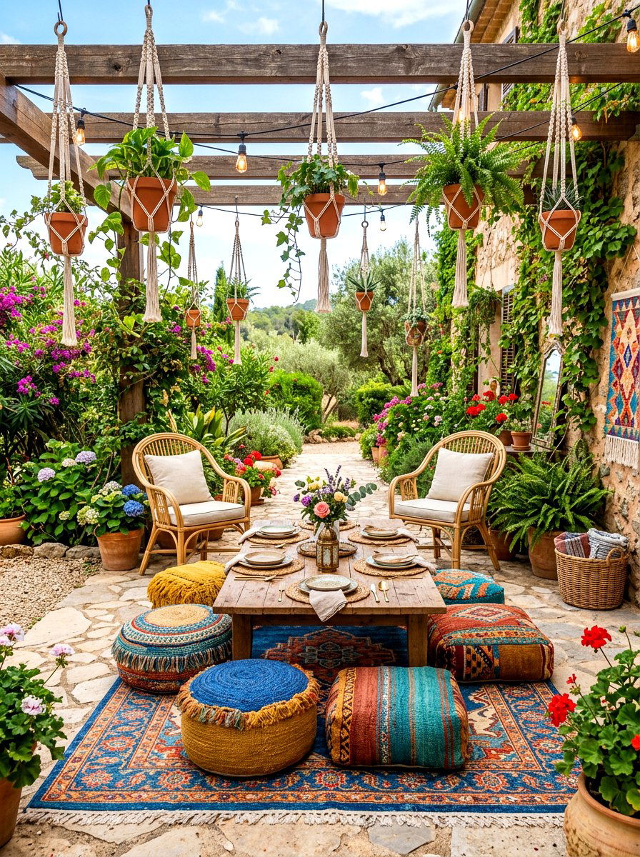 Boho Garden Dining - 30 patio dining ideas