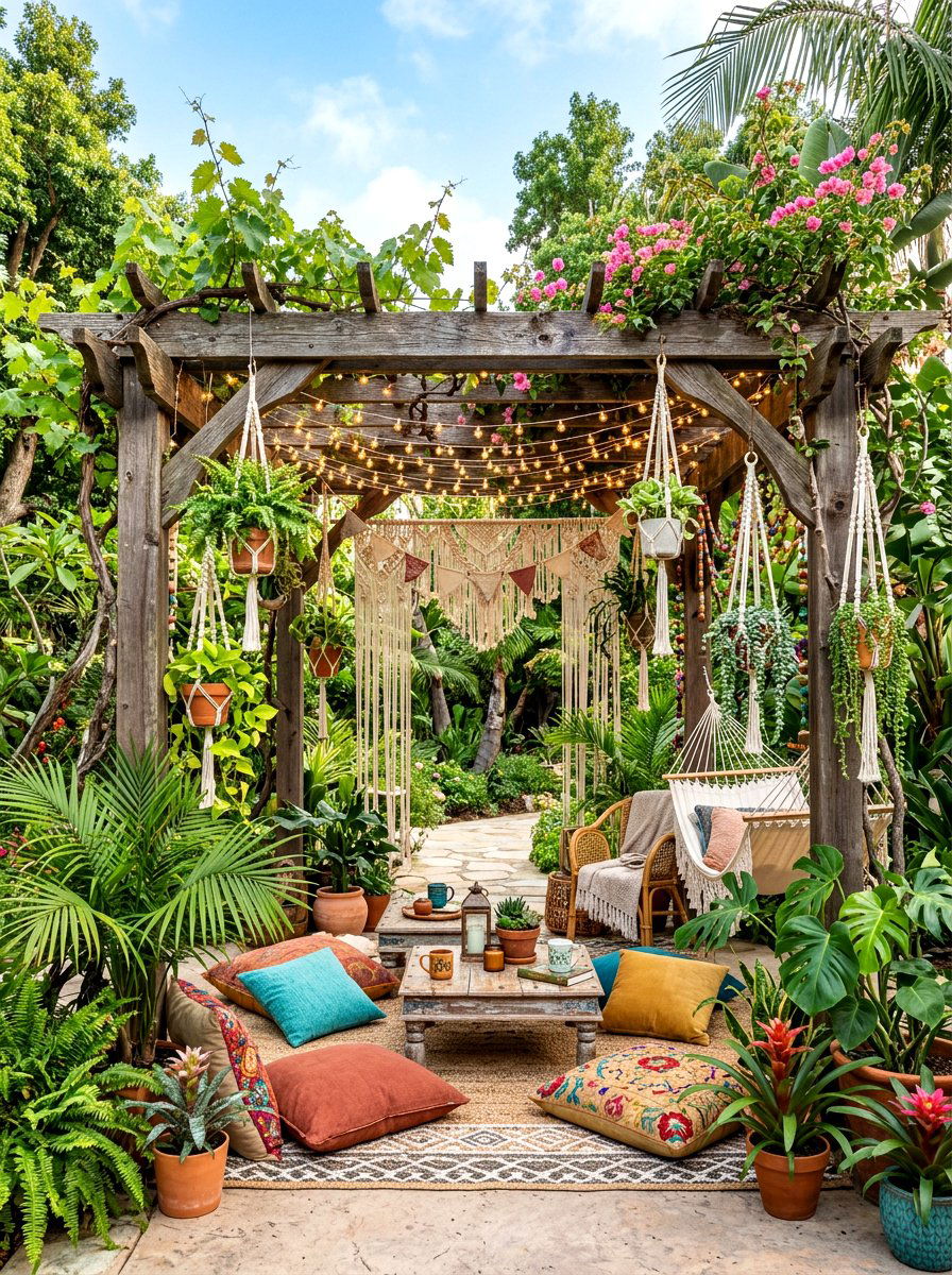 Boho Garden Pergola - 30 freestanding pergola ideas