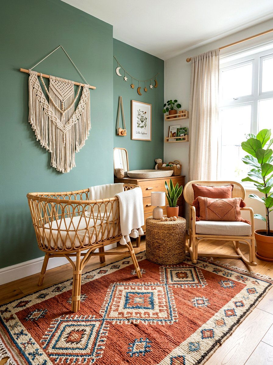 Boho Green Nursery - 30 soft green nursery ideas
