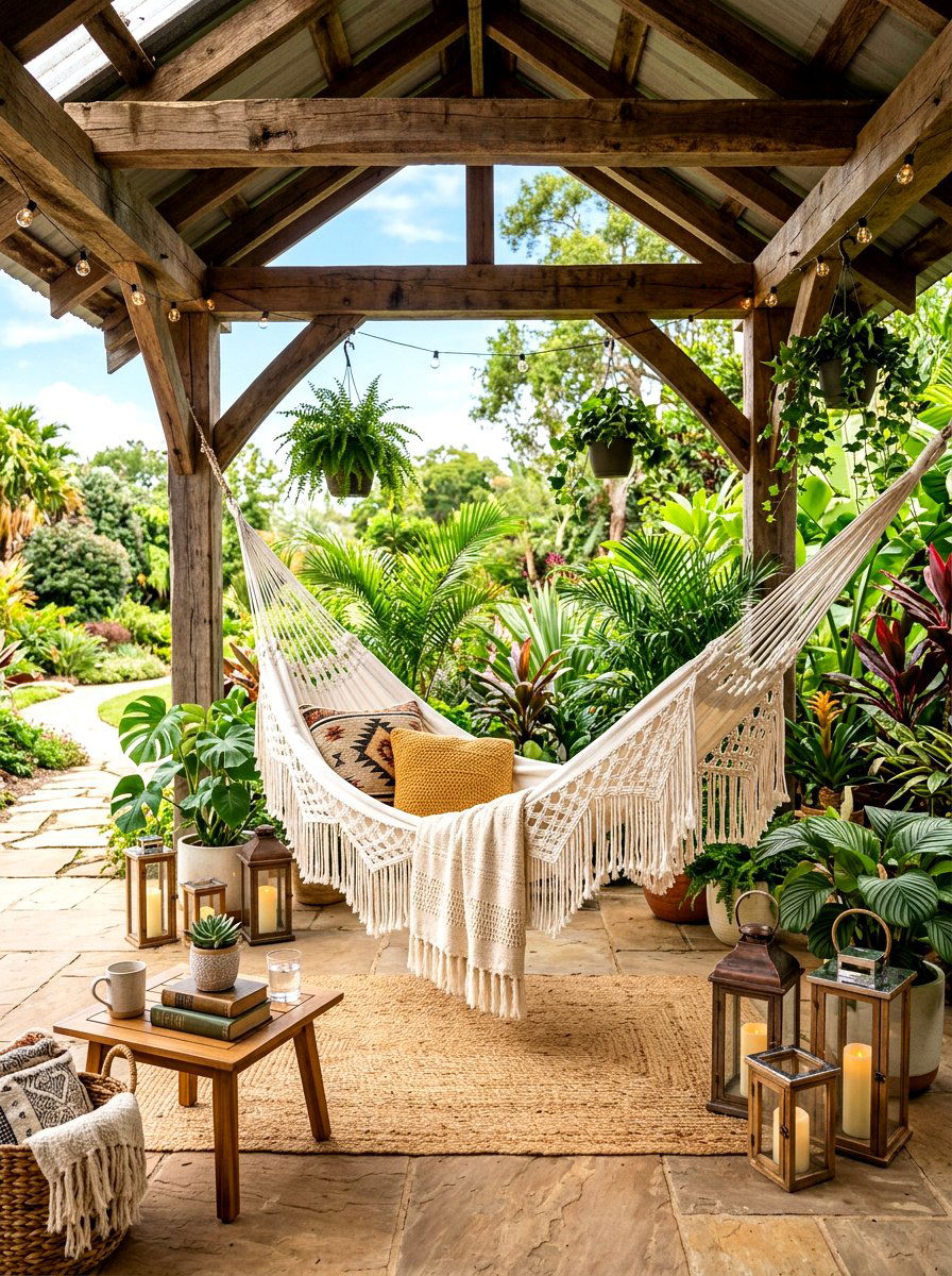 Boho Hammock Layout - 30 pavilion seating arrangement ideas