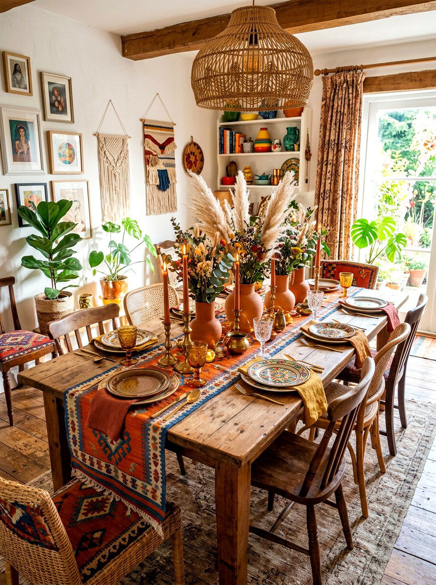 Boho Holiday Table Styling - 30 holiday dining table ideas