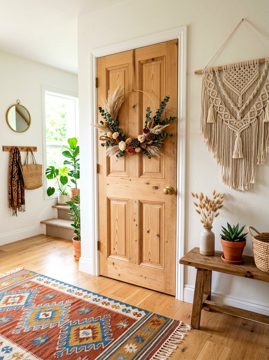 Boho Hoop Flower Wreath - 30 spring wreath ideas