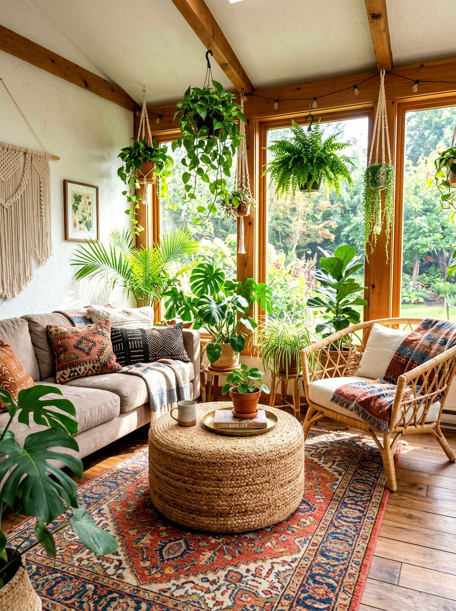 Boho Jute Ottoman - 30 ottoman coffee table ideas