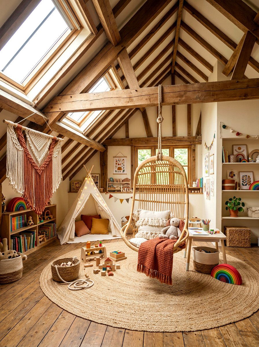 Boho Kids Attic - 30 attic playroom ideas
