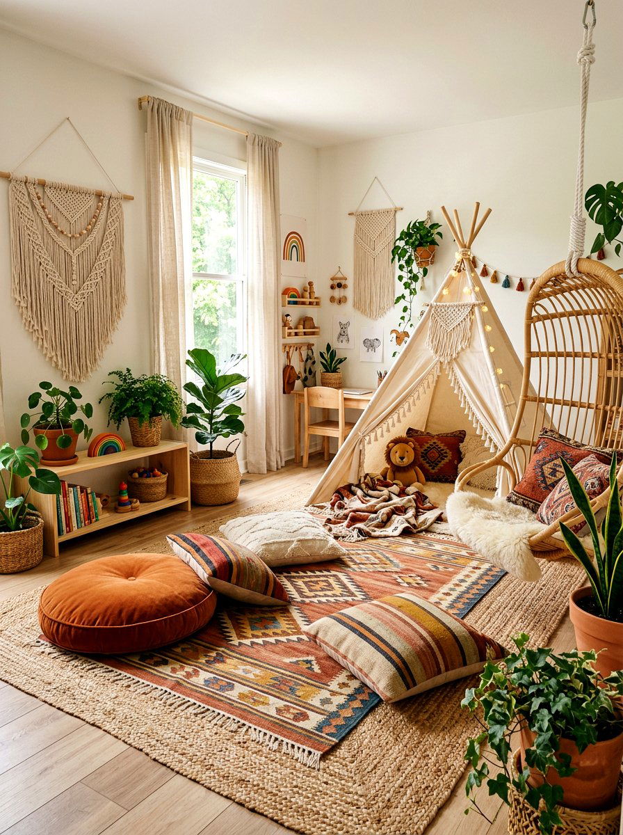 Boho Kids Room - 30 playroom ideas
