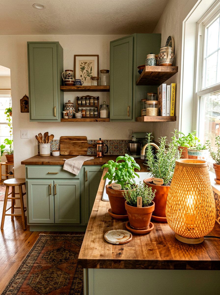 Boho Kitchen Bamboo Lamp - 30 mini lamp on kitchen counter ideas