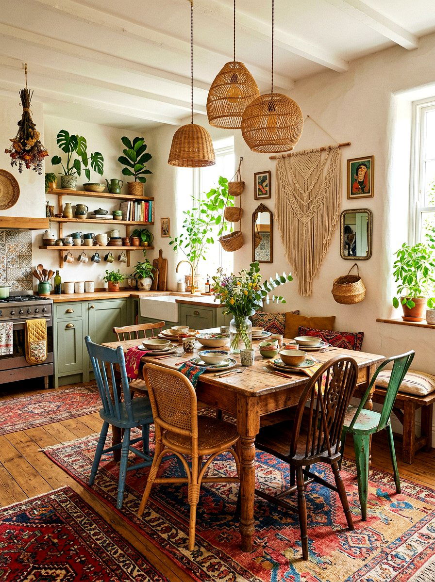 Boho Kitchen Dining Room - 30 kitchen dining combo ideas
