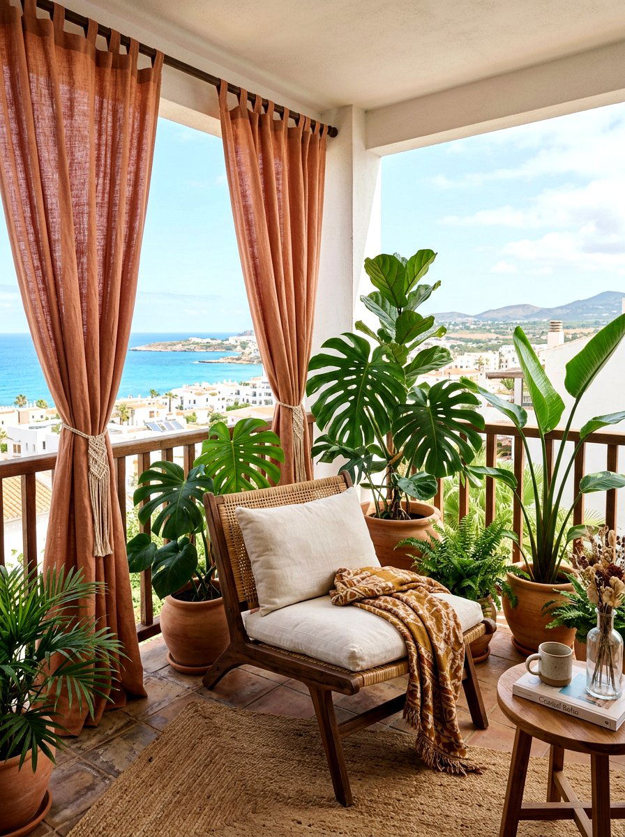 Boho Linen Privacy Curtains - 30 balcony privacy curtain ideas aesthetic