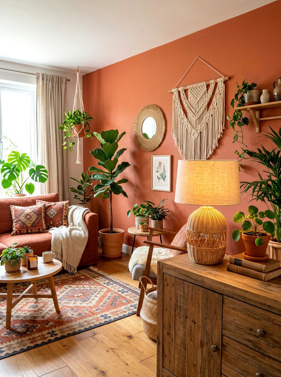 Boho Living Room Rattan Table Lamp - 30 layered lamp living room ideas