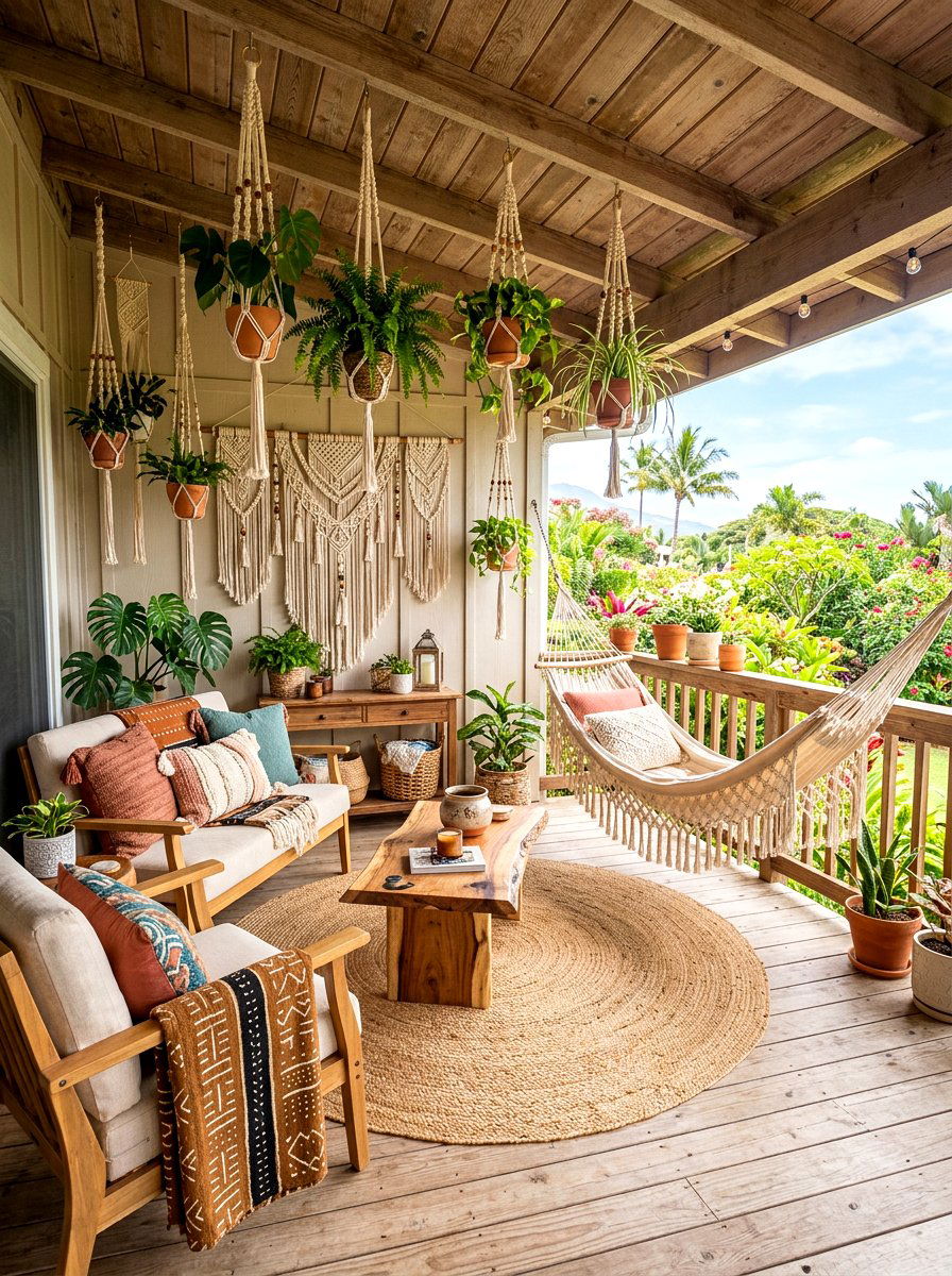 Boho Macrame Decor - 30 Pinterest front porch decor ideas