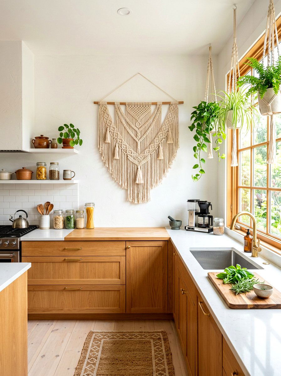 Boho Macrame Hanging - 30 kitchen wall decor ideas