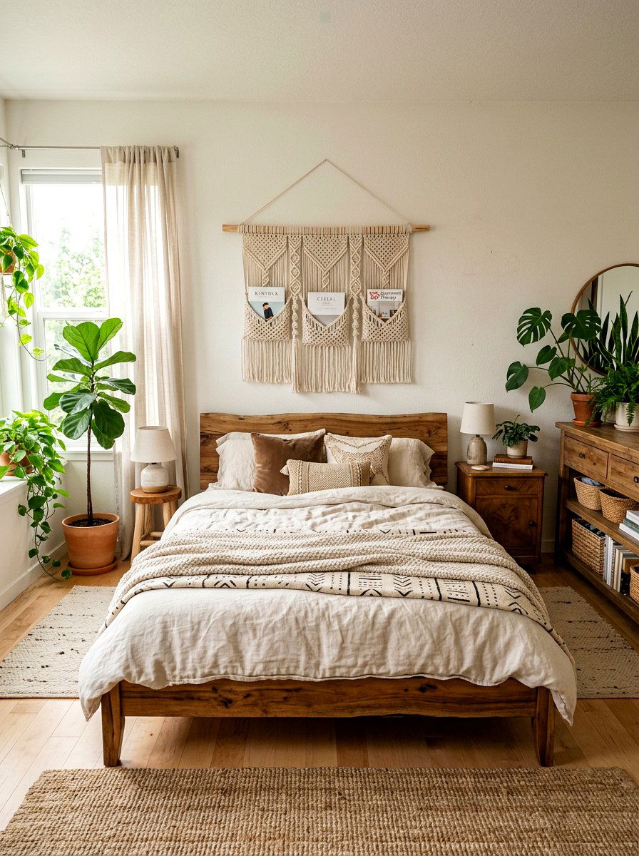 Boho Macrame Magazine Hanger - 30 magazine rack decor ideas