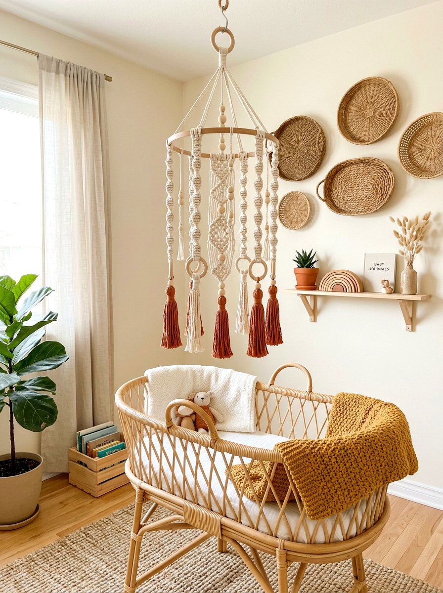 Boho Macrame Mobile - 30 mobile decor nursery ideas