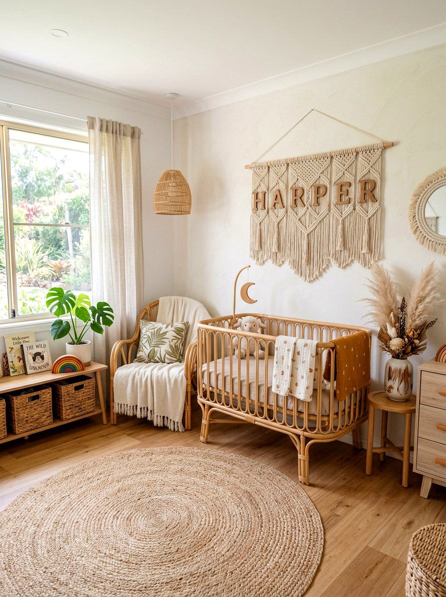 Boho Macrame Name Hanger - 30 nursery name wall ideas