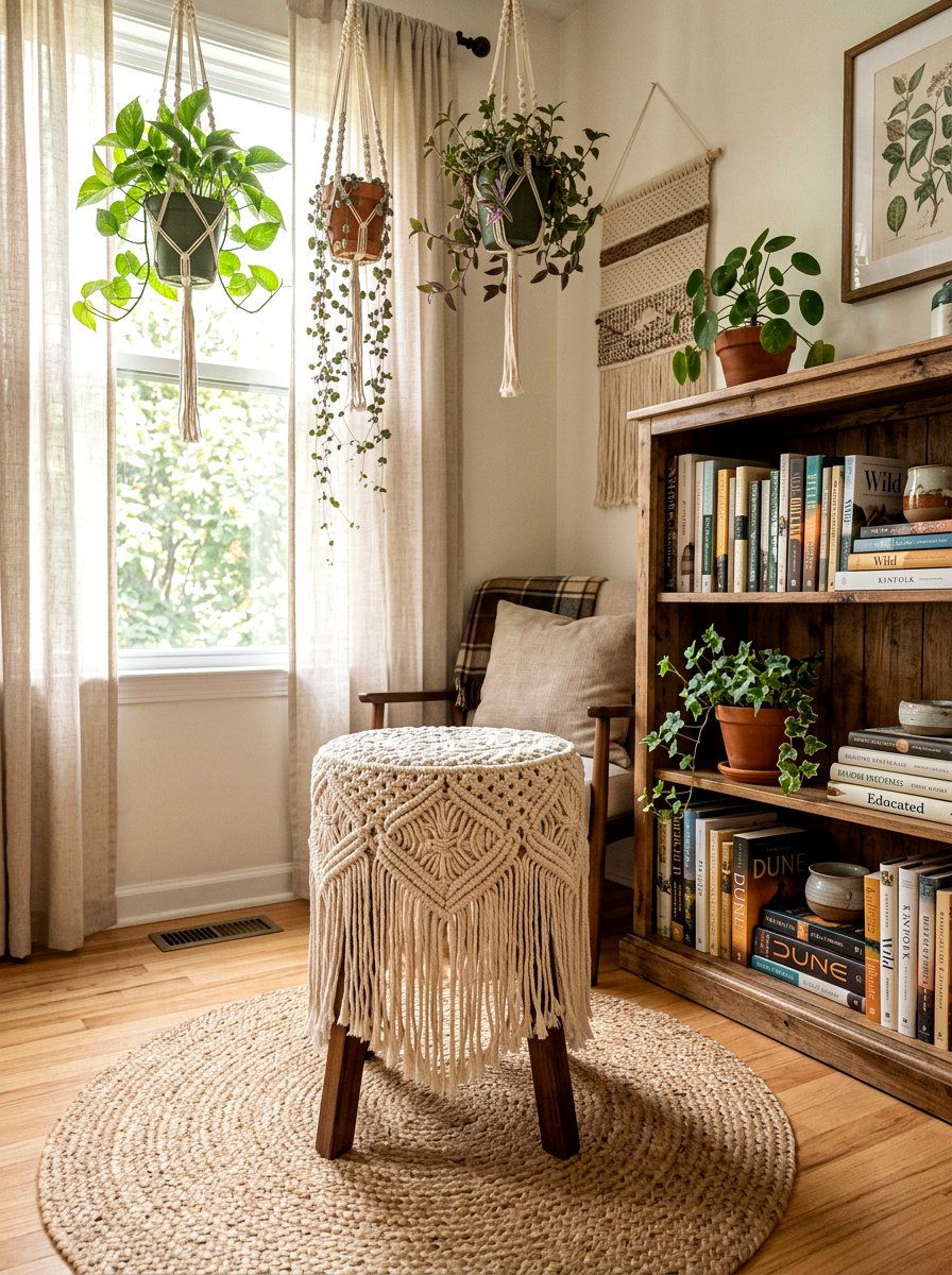 Boho Macrame Stool - 30 accent stool ideas