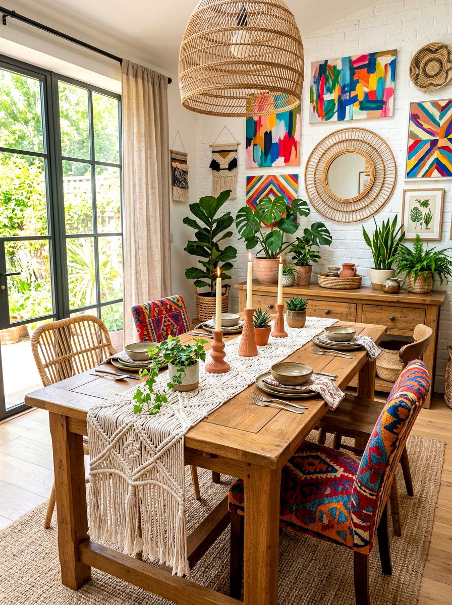 Boho Macrame Weave - 30 candle table runner ideas