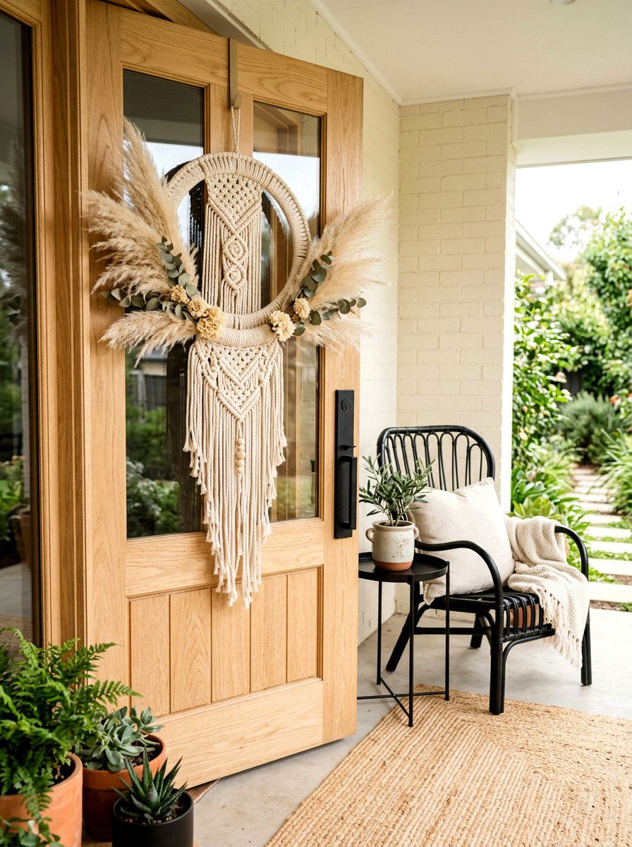 Boho Macrame Wreath - 30 exterior wreath styling ideas