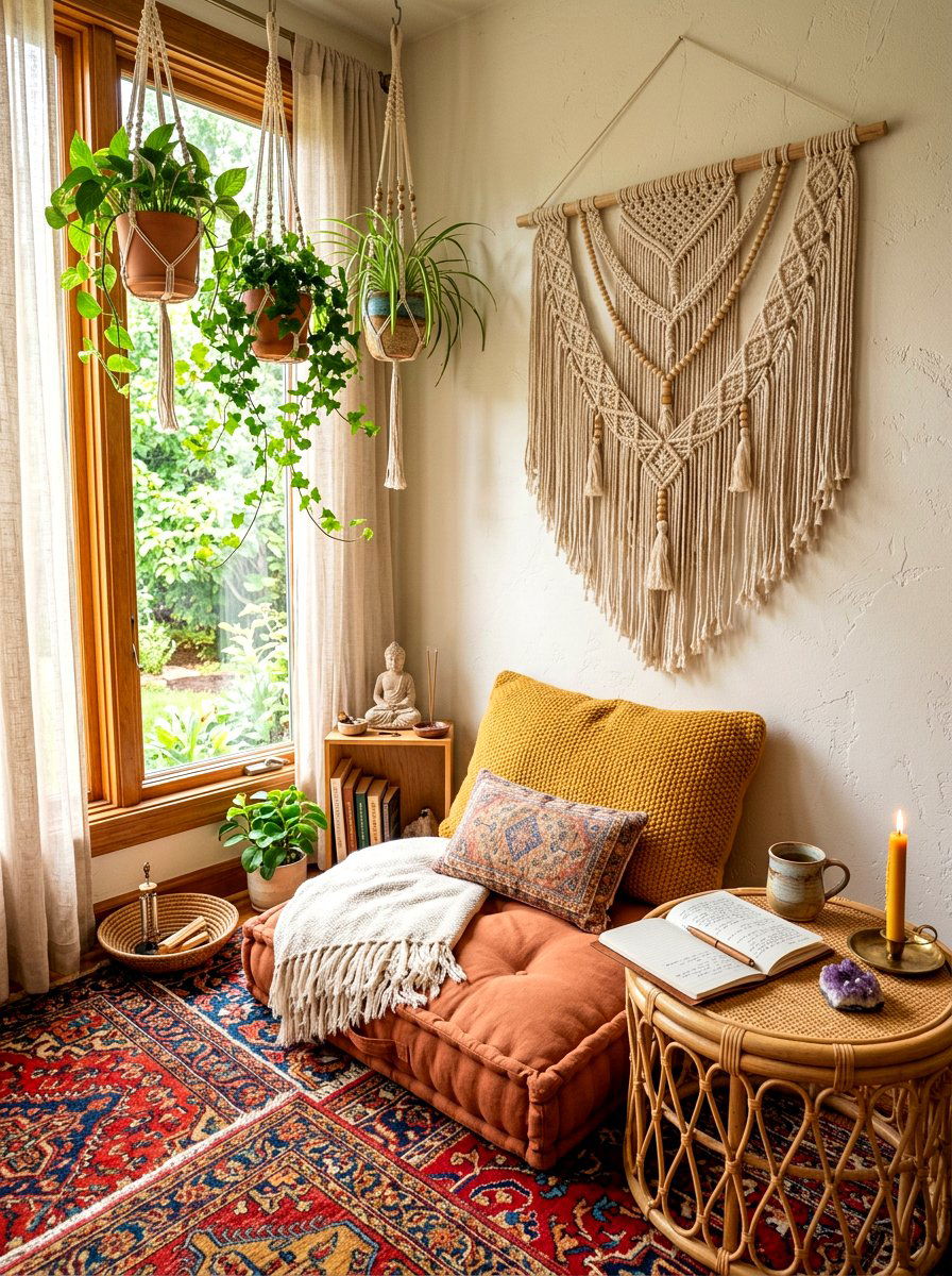 Boho Meditation Nook - 30 meditation nook ideas