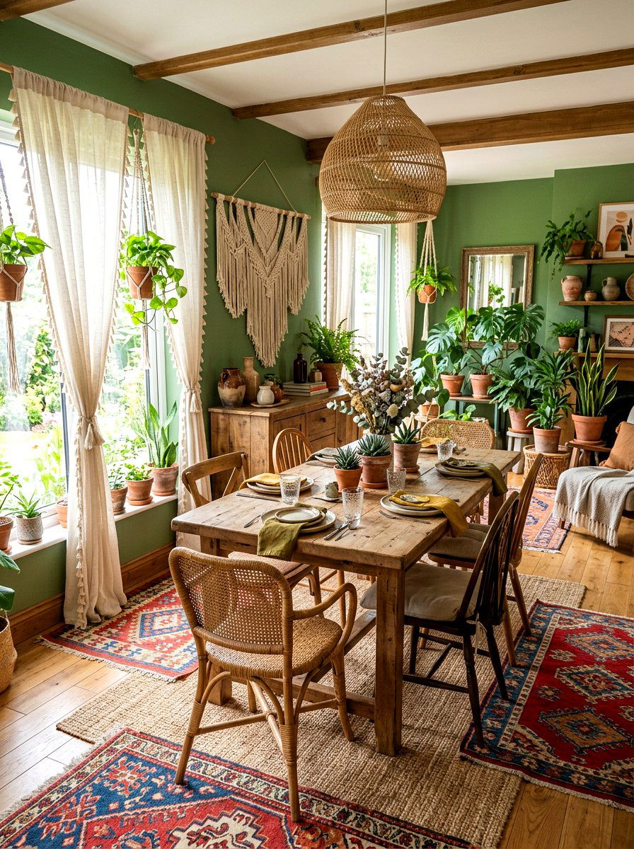 Boho Moss Green Dining Room - 30 moss green dining room ideas