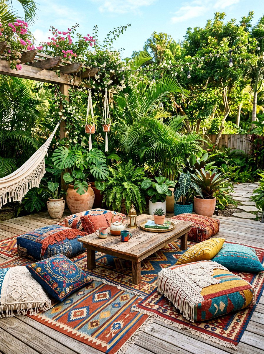 Boho Outdoor Lounge - 30 patio garden ideas