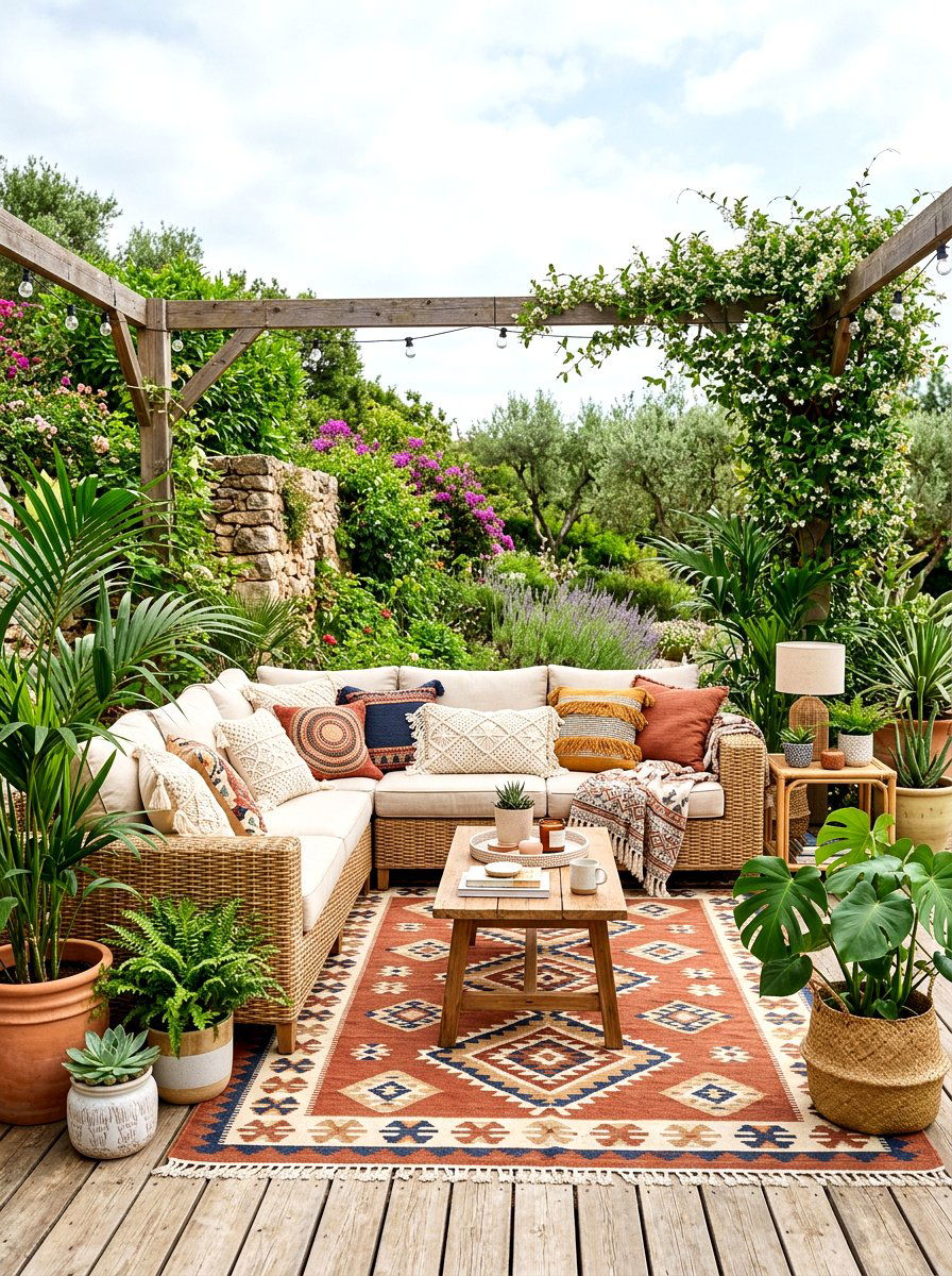 Boho Outdoor Lounge - 30 Pinterest backyard makeover ideas