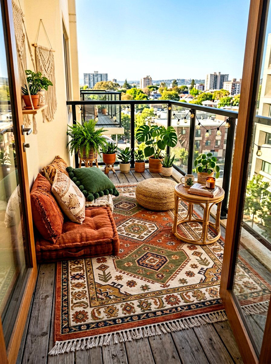 Boho Outdoor Rug - 30 balcony rug ideas