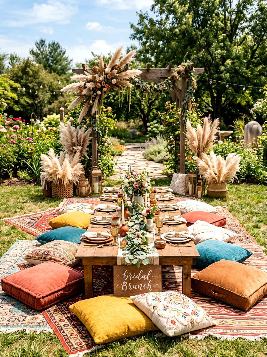 Boho Picnic Style - 30 backyard bridal brunch ideas