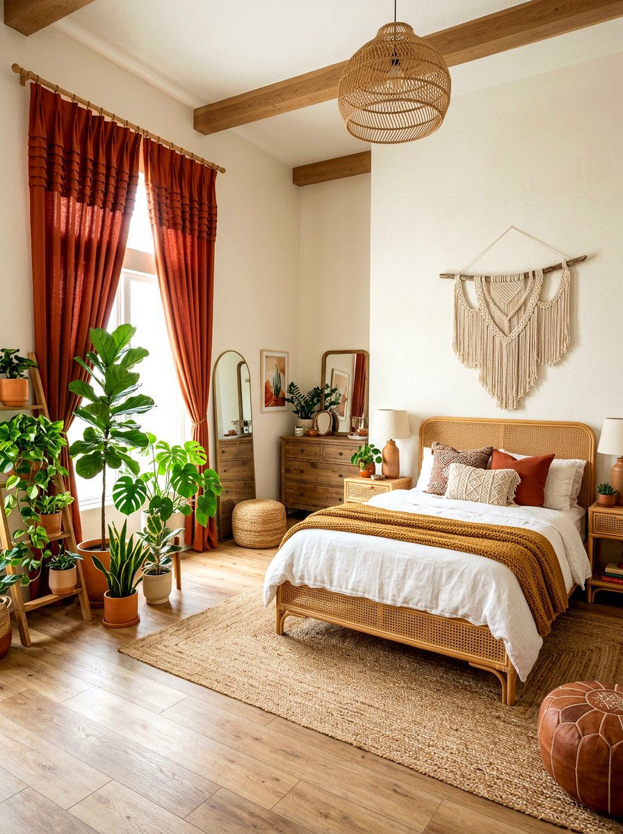 Boho Pleated Drapery - 30 pleated drapery ideas