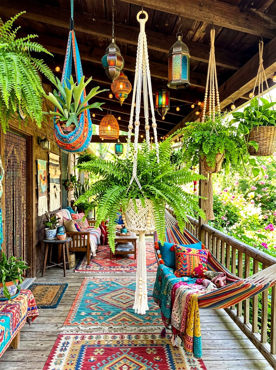Boho Porch Hanging Fern - 30 hanging fern porch ideas