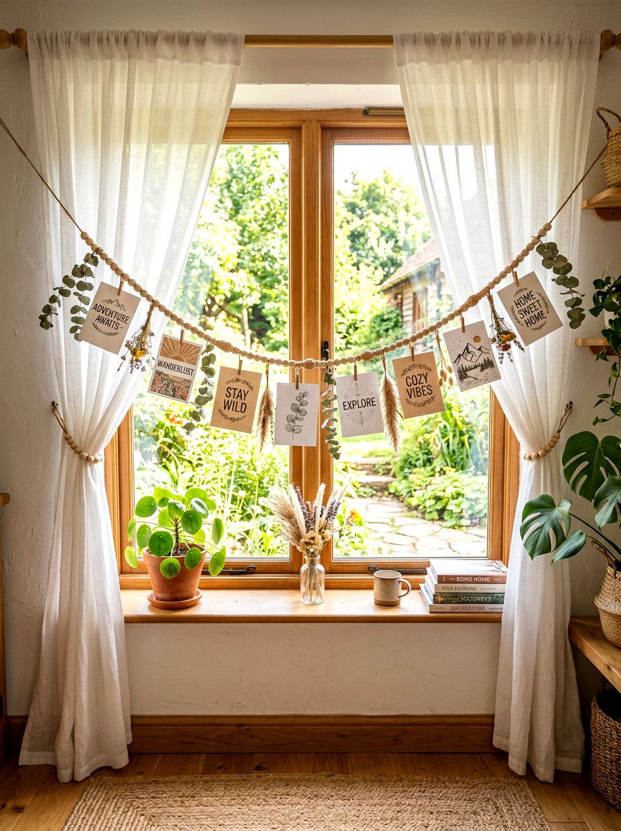 Boho Postcard Garland - 30 postcard wall decor ideas