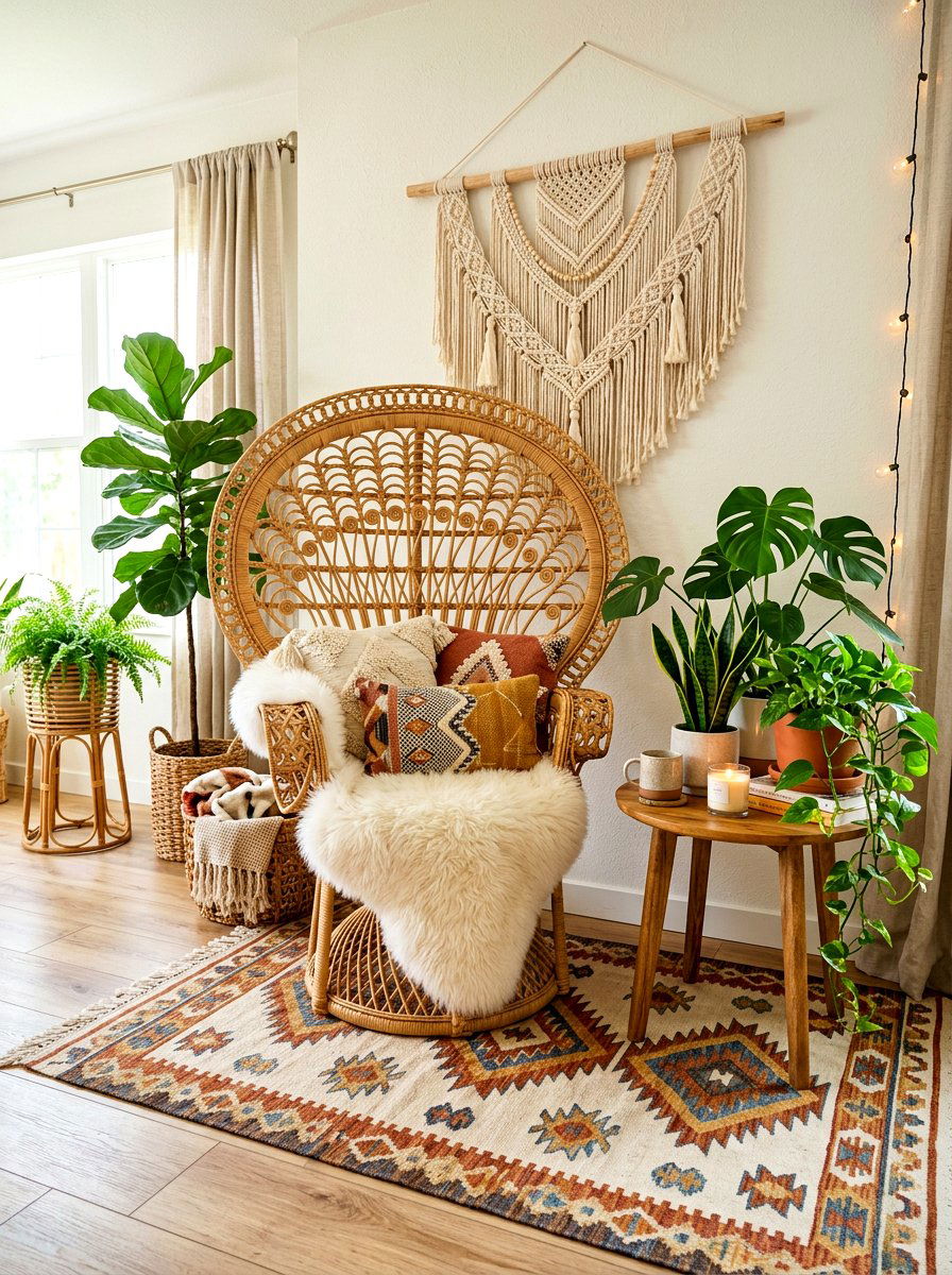 Boho Rattan Seating - 30 nursery reading nook ideas