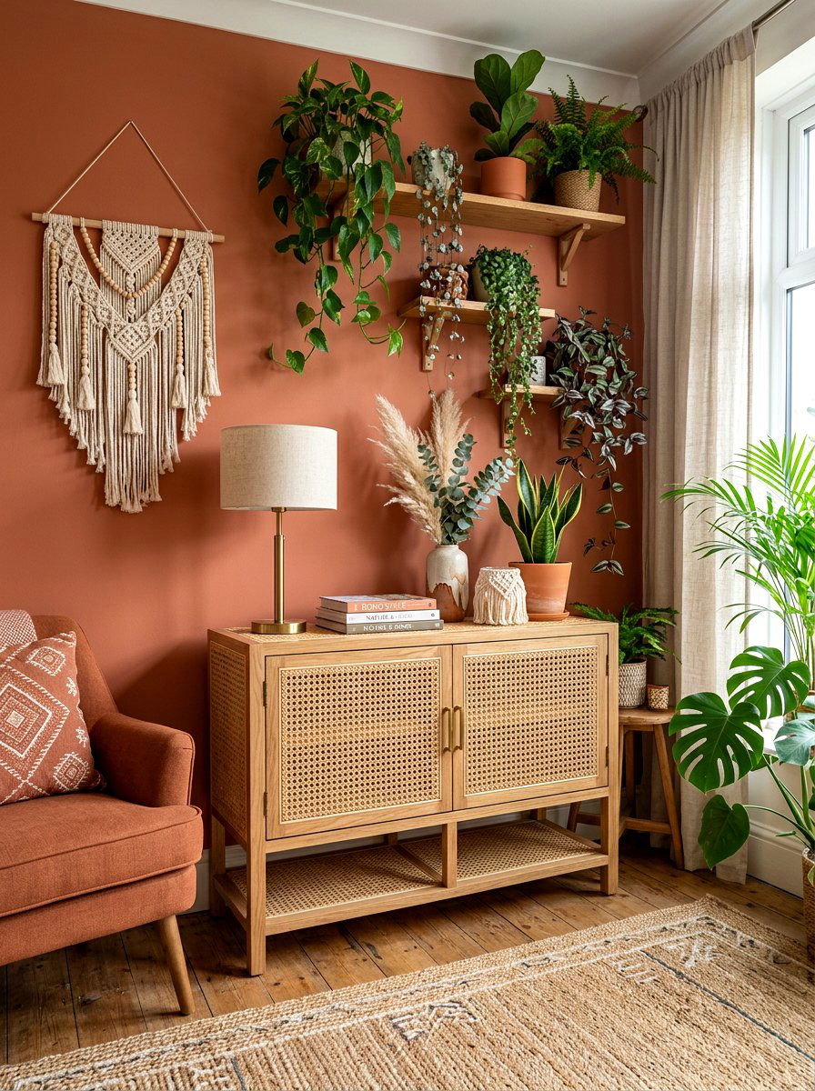 Boho Rattan Sideboard - 30 sideboard decor ideas