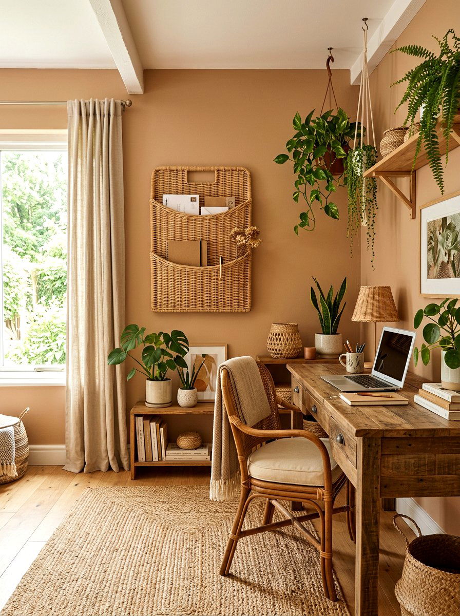 Boho Rattan Wall Pocket - 30 paper file wall ideas