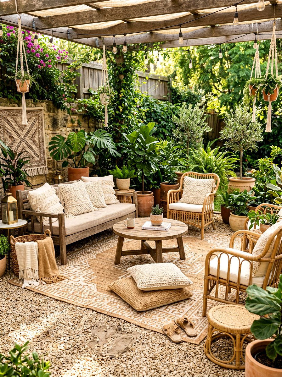Boho Sand Toned Patio - 30 sand toned patio ideas