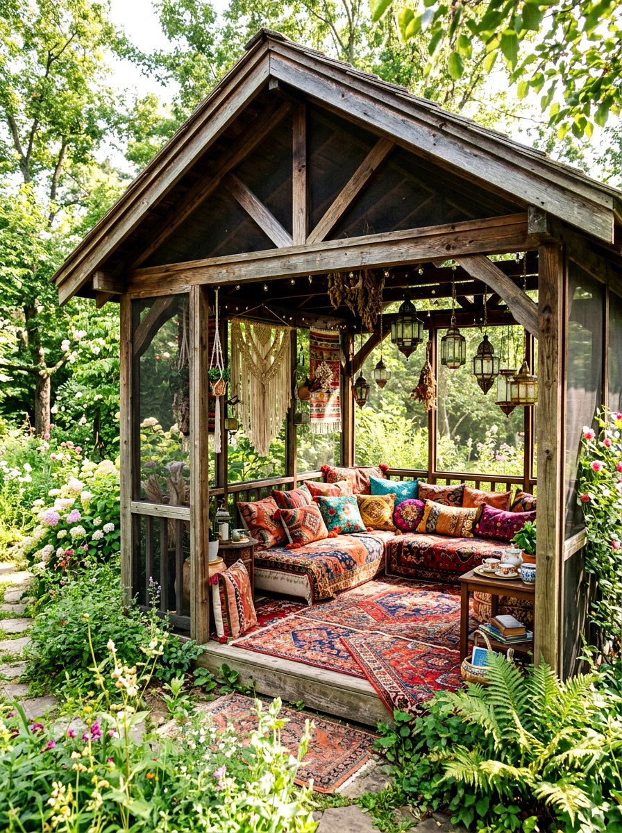 Boho Screened Gazebo - 30 screened gazebo ideas