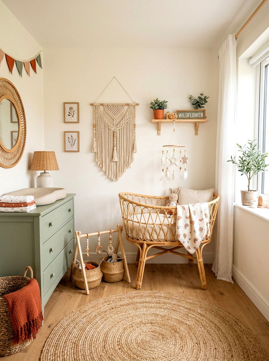 Boho Small Nursery - 30 small nursery layout ideas