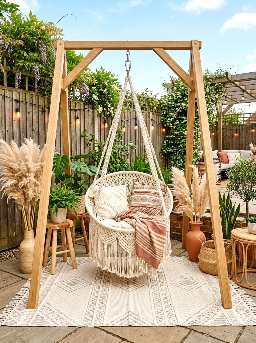 Boho Style Backyard Swing - 30 backyard swing set ideas
