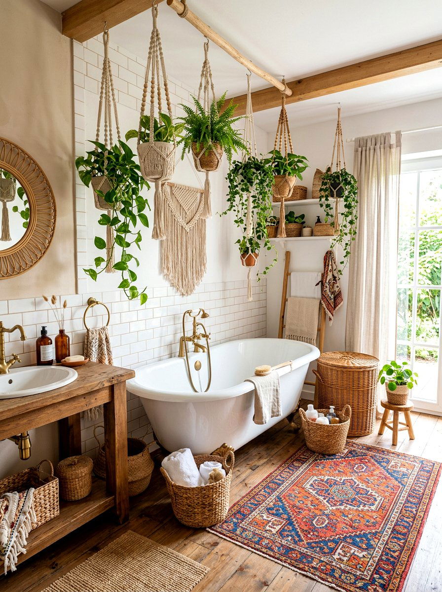 Boho Style Bathroom - 30 cocoon bath ideas