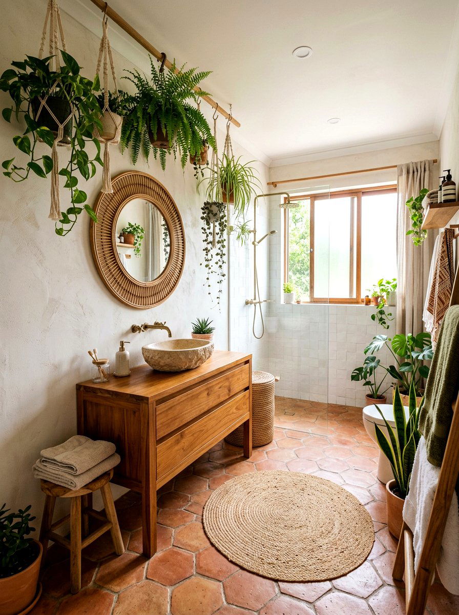 Boho Style Bathroom - 30 tiny powder bath ideas