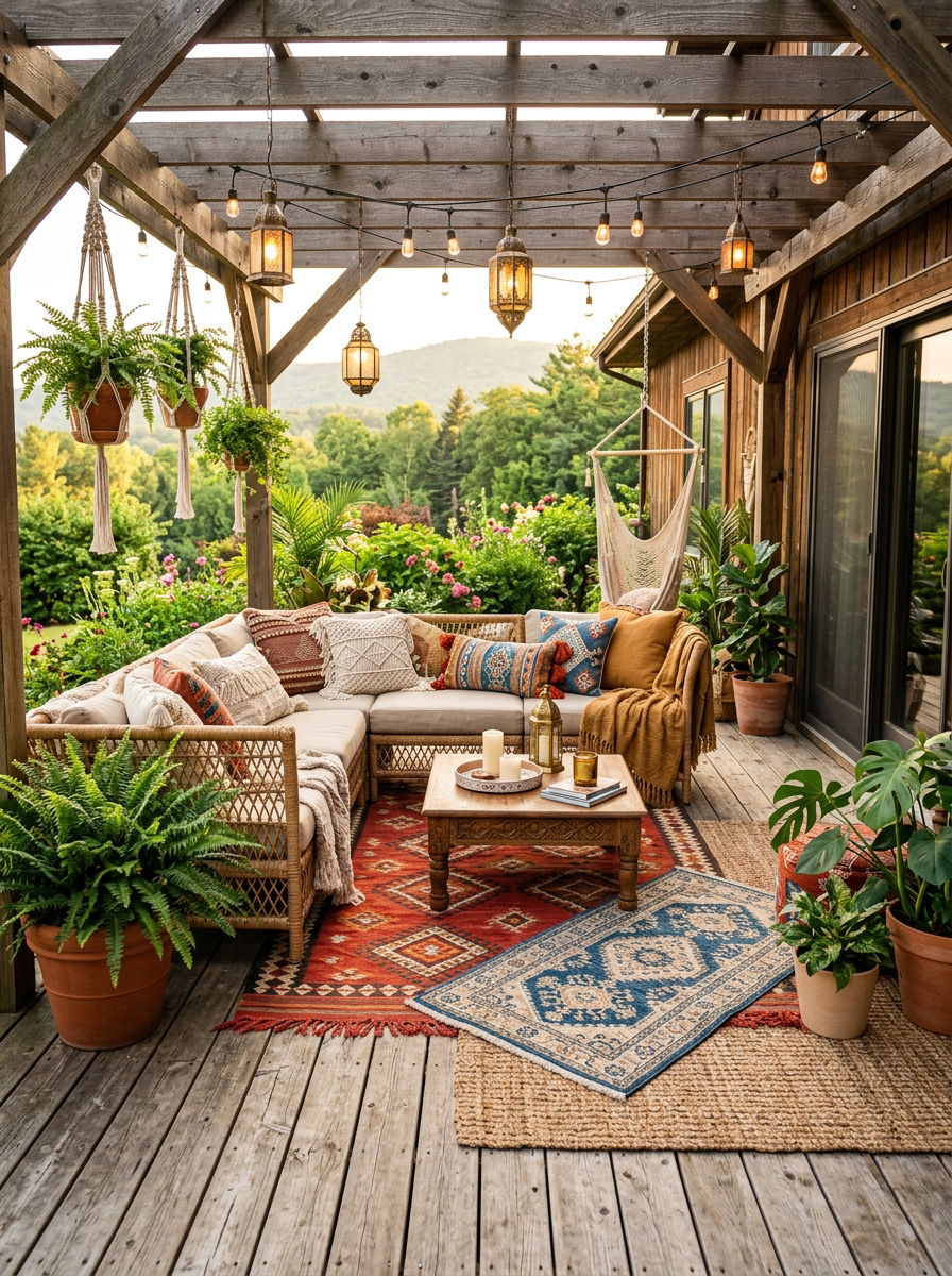 Boho Style Deck - 30 rooftop deck ideas