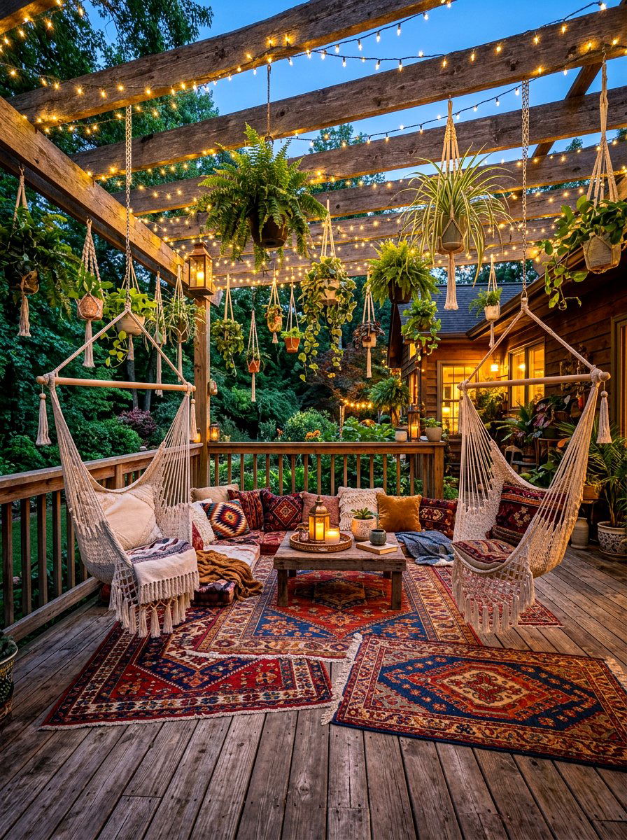 Boho Style Deck Decor - 30 covered deck ideas